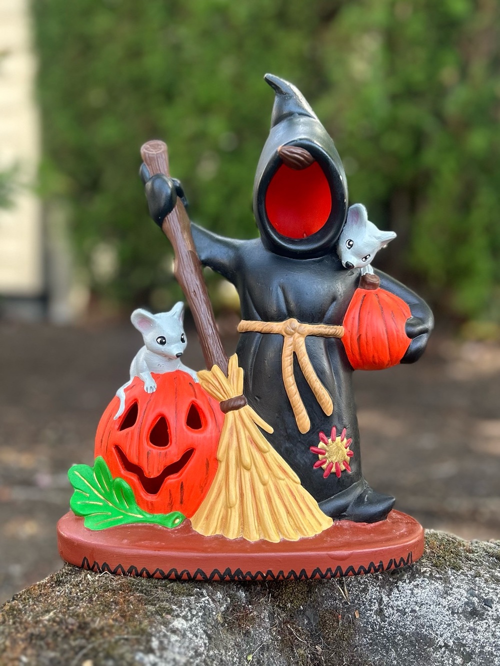 Halloween Pumpkin Ghost Mouse Lamp 12”
